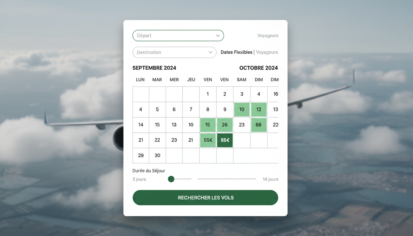 flexivol vous aide à trouver les meilleurs tarifs de vols grâce à son comparateur intelligent à dates flexibles. trouvez facilement des billets d'avion adaptés à votre budget et à votre emploi du temps.