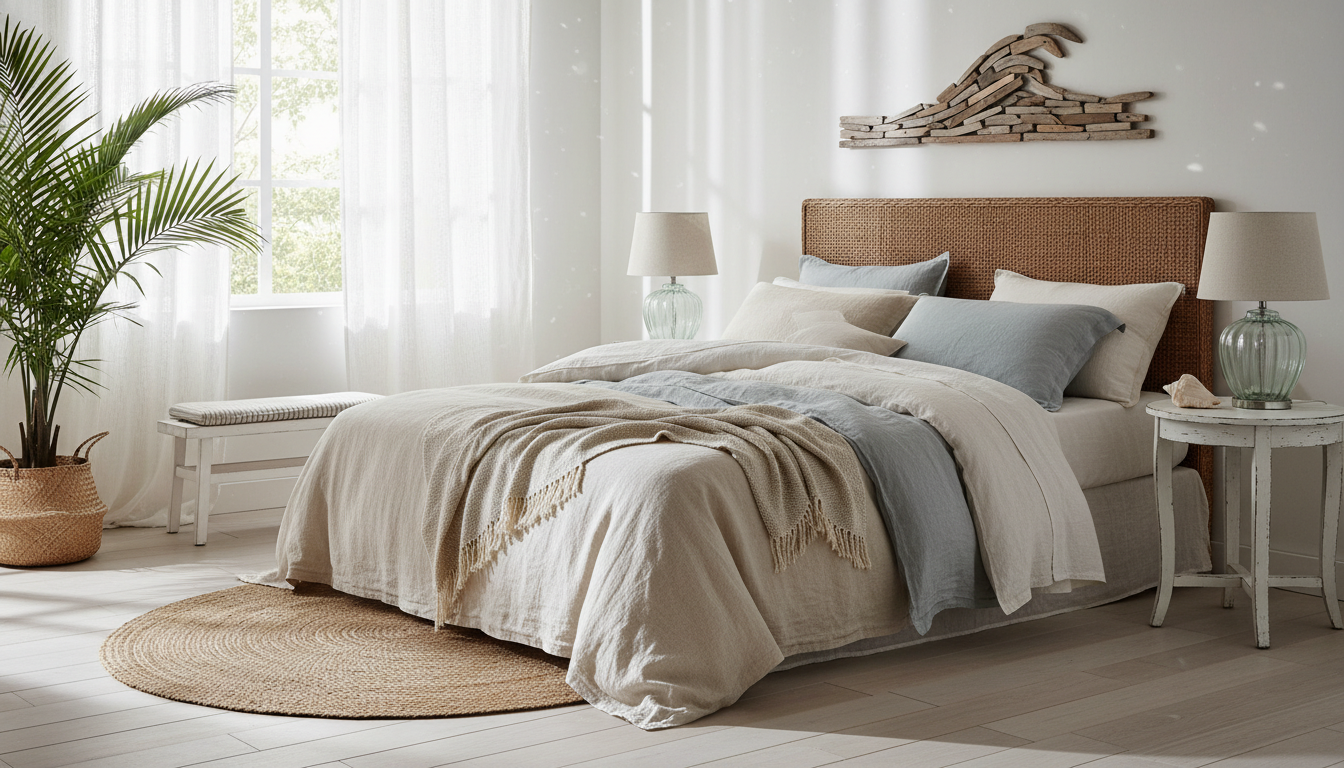 linge de maison en lin gaze de coton dans des tons naturels
