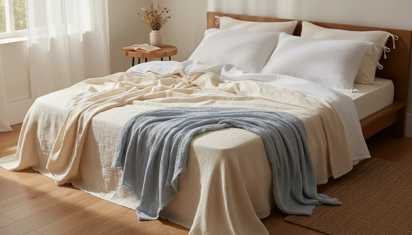 découvrez notre guide pratique du linge de maison d'été : lin, gaze de coton et draps légers pour un confort optimal et une fraîcheur naturelle durant les nuits chaudes.